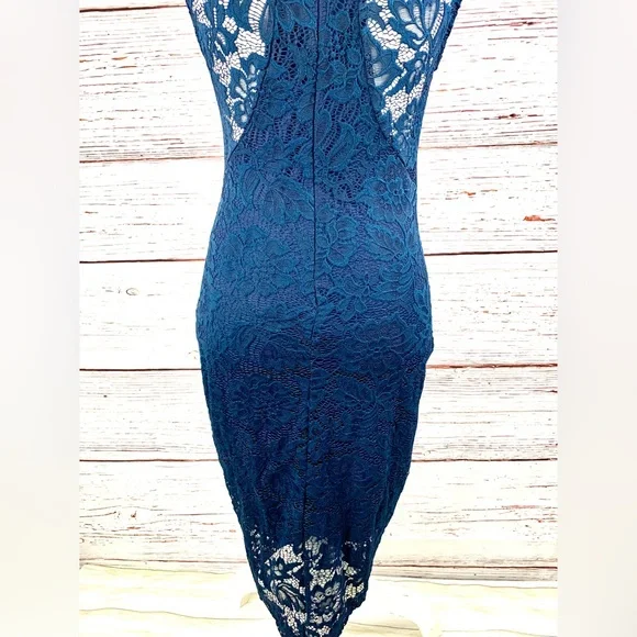 Windsor Navy Lace Bodycon Midi Dress Size M - Picture 8 of 11